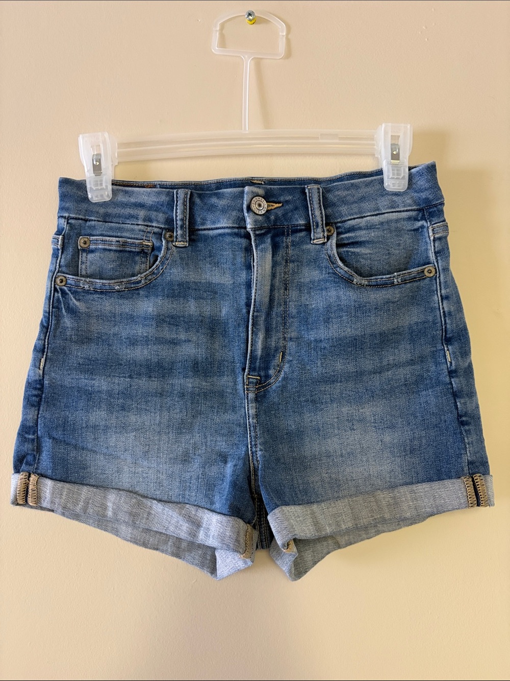 American Eagle Outfitters Rolled Hem Denim Shorts - Blue